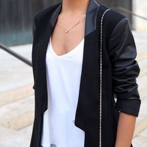 Mixed Media Leather Blazer
